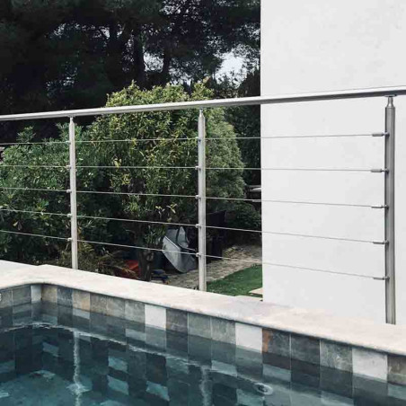 Garde corps terrasse, escalier,à câbles inox en kit extérieur ou intérieur, à l'anglaise