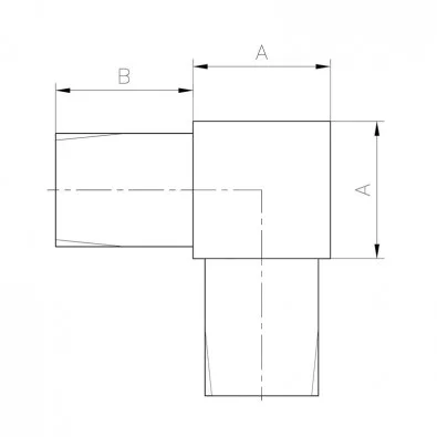 Coude à 90 degrés mâle-mâle en inox 316 brossé tube carré 30 x 30 mm Coude à 90 degrés mâle-mâle en inox 316 brossé tube carré 30 x 30 mm