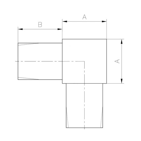 Coude à 90 degrés mâle-mâle en inox 316 brossé tube carré 40 x 40 mm