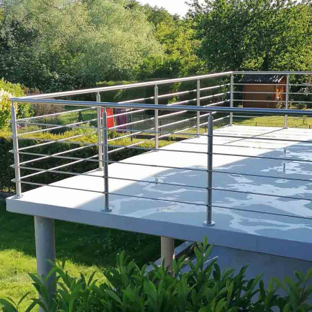 Garde corps à 5 barres en inox en kit à la française : rampe escalier, terrasse, balcon, mezzanine