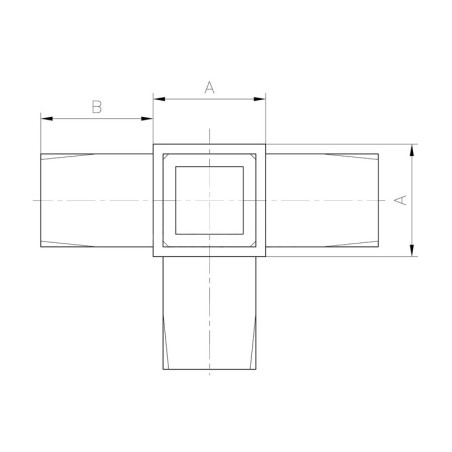 Raccord à 90 degrés  4 départs en inox 316 brossé section 30 x 30 mm
