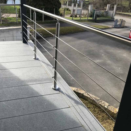 Rambarde de terrasse, escalier, en kit à 5 câbles inox, à la française