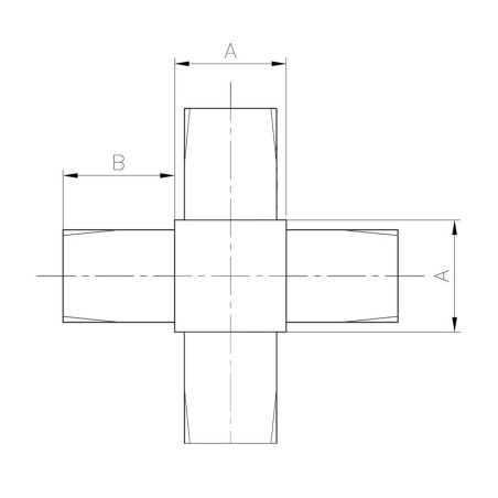 Raccord à 90 degrés  4 départs en inox 316 brossé section 40 x 40 mm