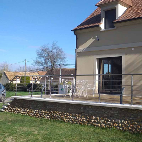 Garde corps de terrasse à 5 barres en inox en kit à la française