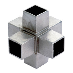Raccord à 90 degrés  6 départs en inox 316 brossé section 40 x 40 mm