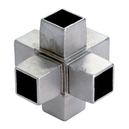 Raccord à 90 degrés 6 départs en inox 316 brossé section 40 x 40 mm