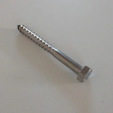 Tirefonds inox A4 10 x 100 mm pour fixation de poteau de garde corps inox dans le bois