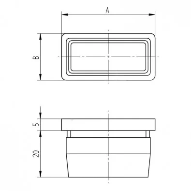 Bouchon plat pour tube inox 40 x 20mm en inox 304 brossé à coller Bouchon plat pour tube inox 40 x 20mm en inox 304 brossé à coller