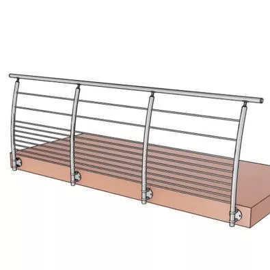 Garde corps Design Pont de Bateau en Inox, en kit, 10 barres à l'anglaise