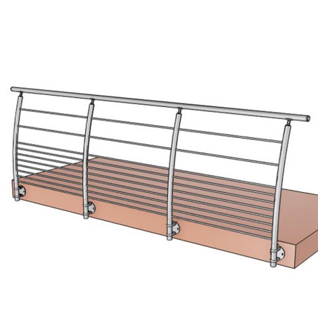 Garde corps de terrasse à 10 barres en inox Design Pont de Bateau à l'anglaise