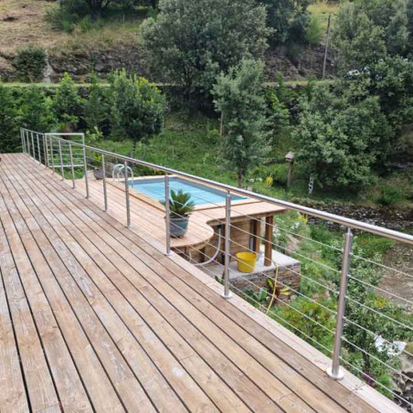 Garde corps de terrasse à 6 câbles en inox en kit à la française