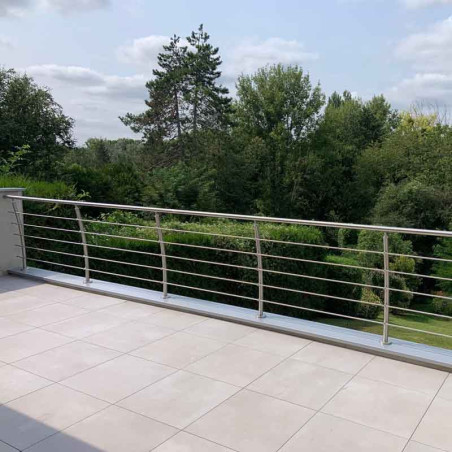 Barrière de Terrasse à 5 barres Design Pont de Bateau en Inox en kit à la française