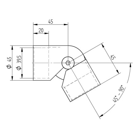 Coude orientable en inox brossé de 45 à 90° pour main courante bois
