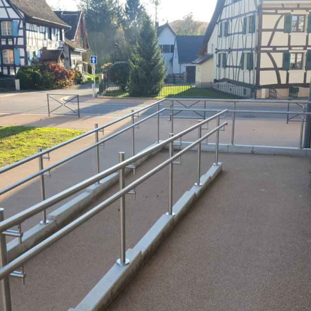 Double main courante rampe ERP PMR en inox 304 brossé, en kit