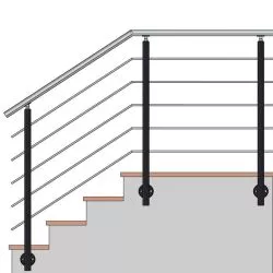 Garde corps poteaux laqués et inox brossé, 5 barres à l\'anglaise