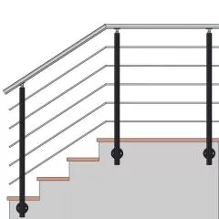Garde corps poteaux laqués et inox brossé, 5 barres à l'anglaise