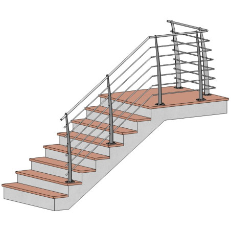 Rambarde terrasse acier design en kit 6 lisses et main courante