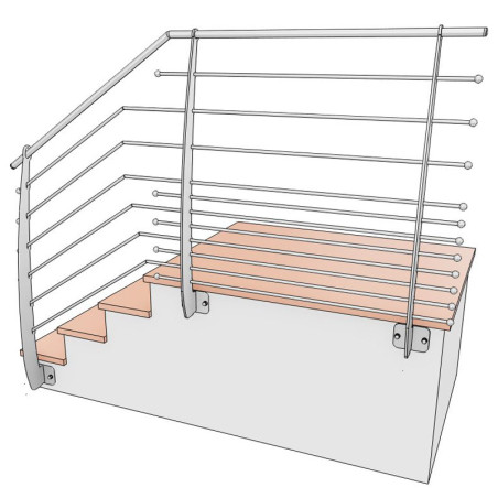 Barrière acier à l'anglaise terrasse ou balcon acier design en kit avec 11 lisses et main courante