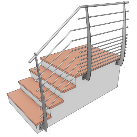 Garde corps acier à l'anglaise terrasse ou balcon acier design en kit avec 11 lisses et main courante