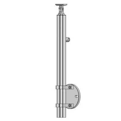 Poteau de garde corps muret 1 lisse à l'anglaise - inox 316