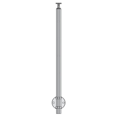 Vue du poteau de garde corps muret 4 lisses à l'anglaise - inox 304
