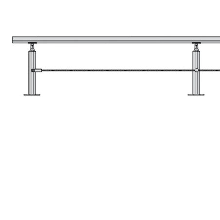 Vue du garde corps avec poteau de milieu garde corps muret 1 câble à la française - inox 316