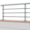 Poteau de milieu garde corps muret 3 câbles à la française - inox 304 2