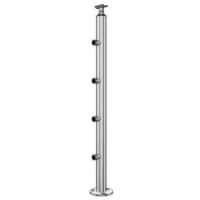 Poteau de milieu garde corps muret 4 câbles à la française - inox 304
