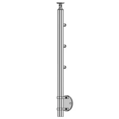 Poteau de garde corps muret 3 câbles à l'anglaise - inox 316
