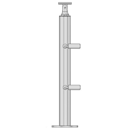 Vue du poteau de départ garde corps muret 2 câbles à la française - inox 304