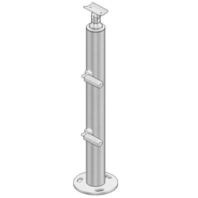 Poteau de départ garde corps muret 2 câbles à la française - inox 316
