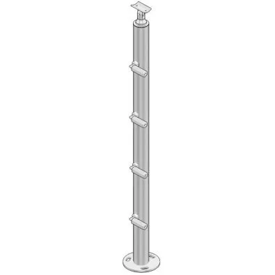 Poteau de départ garde corps muret 4 câbles à la française avec tendeurs - inox 304