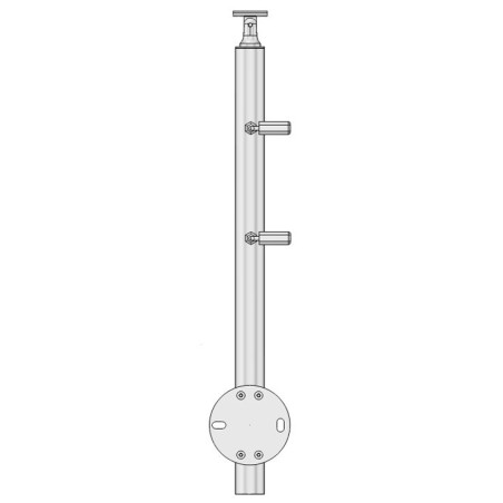 Vue arrière du poteau de départ garde corps muret 2 câbles à l'anglaise avec tendeurs - inox 304