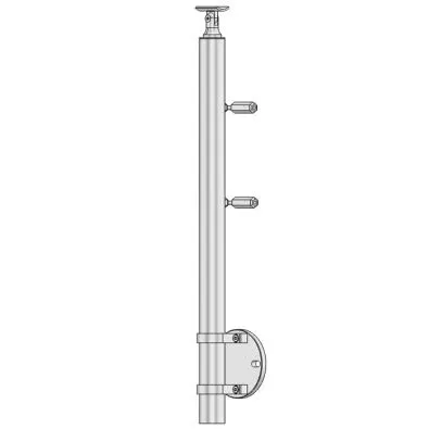 Poteau de départ garde corps muret 2 câbles à l'anglaise avec tendeurs - inox 304