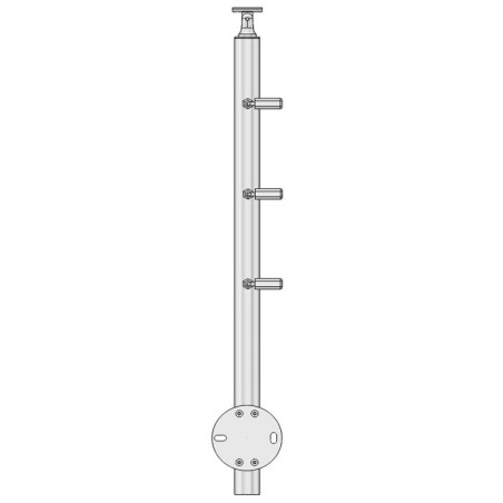 Vue arrière du poteau de départ garde corps muret 3 câbles à l'anglaise avec tendeurs - inox 304