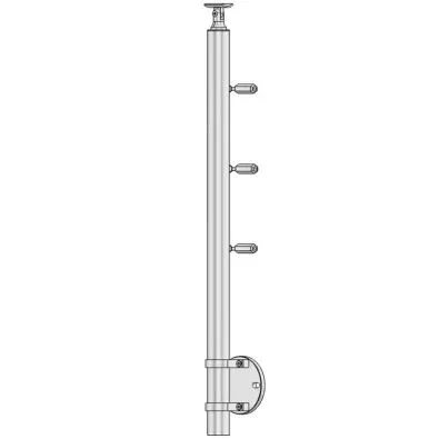 Poteau de départ garde corps muret 3 câbles à l'anglaise avec tendeurs - inox 304