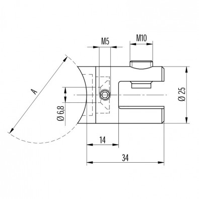 Pince cylindrique à verre pour tube rond ø 60,3 mm en inox 304 brossé Pince cylindrique à verre pour tube rond ø 60,3 mm en inox 304 brossé