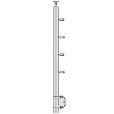 Poteau de départ garde corps muret 4 câbles à l'anglaise avec tendeurs - inox 316