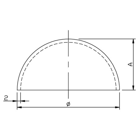 Demi-sphère inox 304 brut creuse diamètre 120 mm