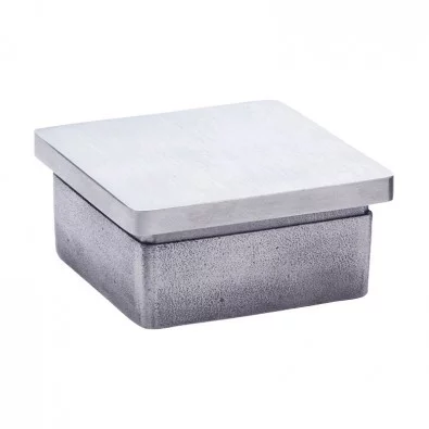Bouchon plat pour tube inox 60 x 60mm en inox 304 brossé à coller