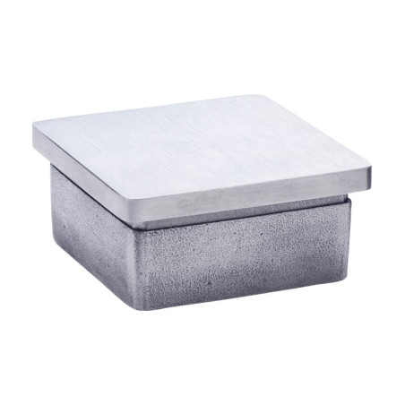 Bouchon plat pour tube inox  60 x 60mm en inox 304 brossé à coller