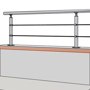 Garde Corps Muret à câbles à la française, en inox, en kit