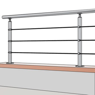Garde Corps Muret à câbles à la française, en inox, en kit