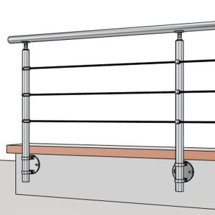 Garde Corps Muret à câbles à l'anglaise, en inox, en kit