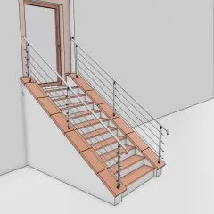 Garde corps pour muret en pente ou rampe d'accès inclinée à 5 barres en inox
