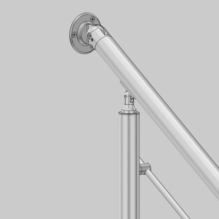 Garde corps pour muret en pente ou rampe d'accès inclinée à 5 barres en inox