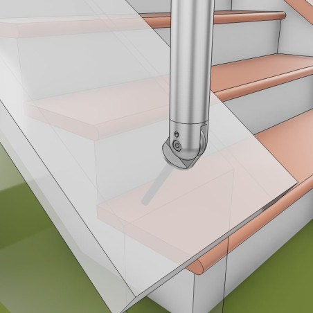 Garde corps pour muret en pente ou rampe d'accès inclinée à 5 barres en inox