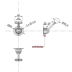 Support de main courante standard - fixation sur débord positif du mur