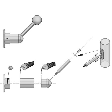 Main courante escalier réglable en inox : murs avec débord ou évitement d'obstacle