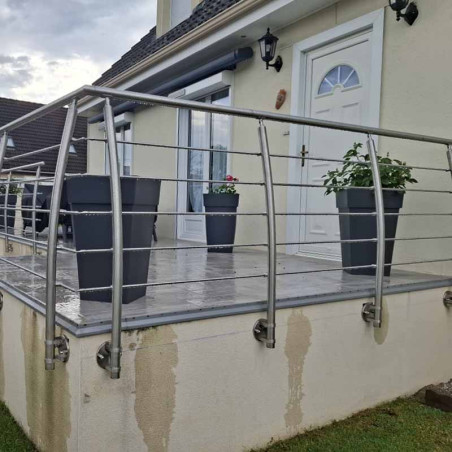 Garde corps de terrasse à 5 barres Design Pont de Bateau en Inox en kit à l'anglaise